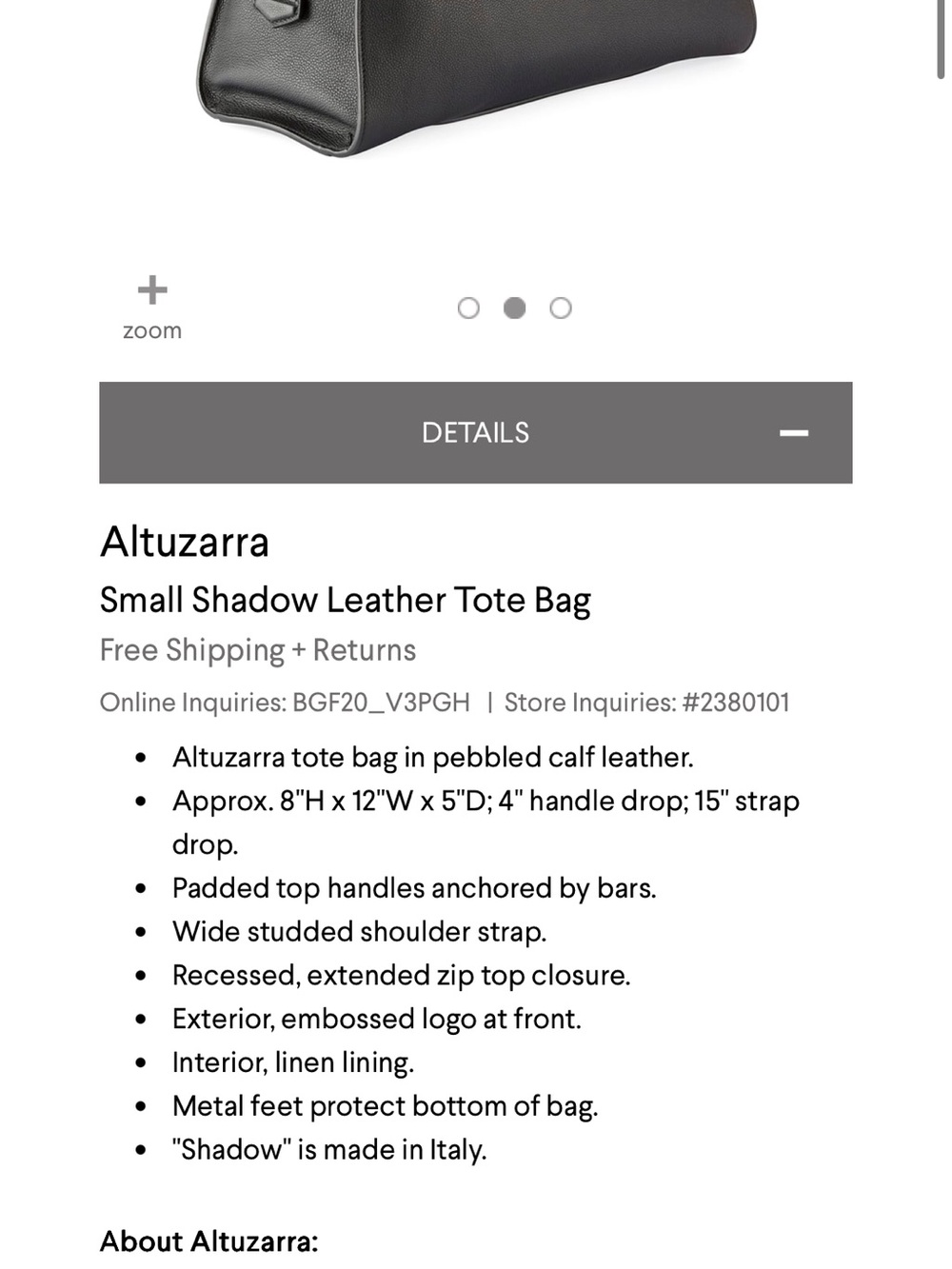 NWOT Altuzarra Shadow Tote - Picture 4 of 12